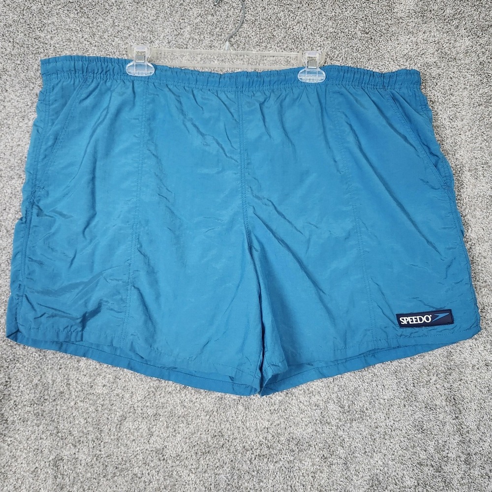 Speedo Swim Shorts Mens XL Blue Nylon Trunks Drawstring Mesh Lined Quick Dry
